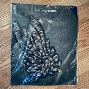 SEW On Appliqué Patch Extra Large Angel Wing Sequins Gray & Black